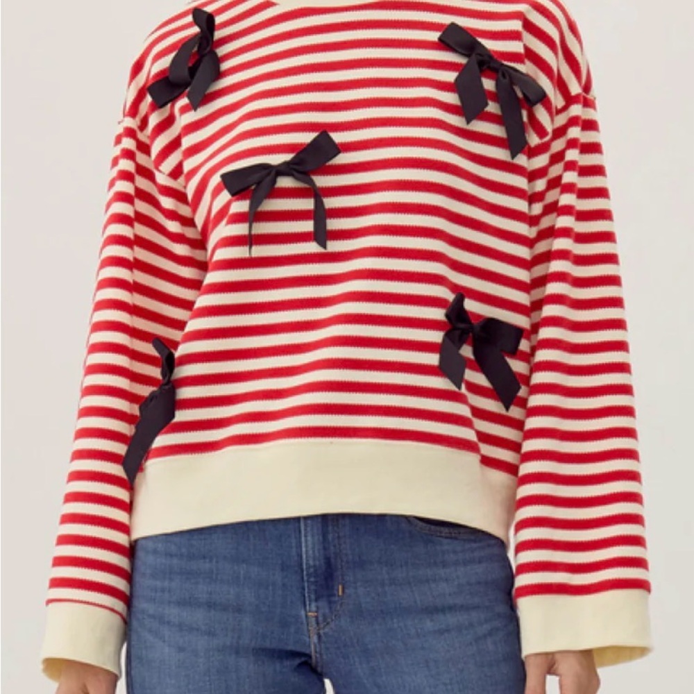 JODIFL Red and White Striped Knit Top